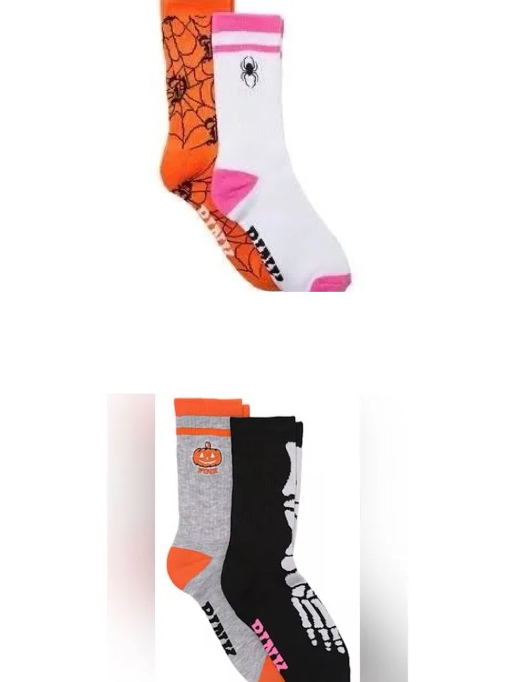 VS PINK 2025 Halloween Crew Socks Embroidered Glow in Dark Spooky 4 Pairs NEW